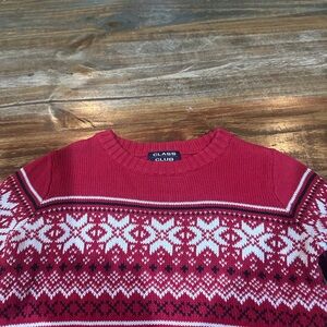 Class Club Boys Red & White Fair Isle Crewneck Sweater